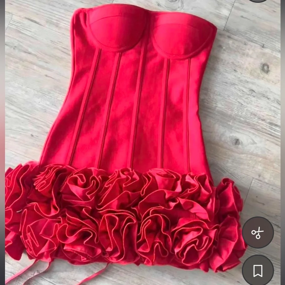 Red Ruffled Corset Dress - Picture 3 of 3